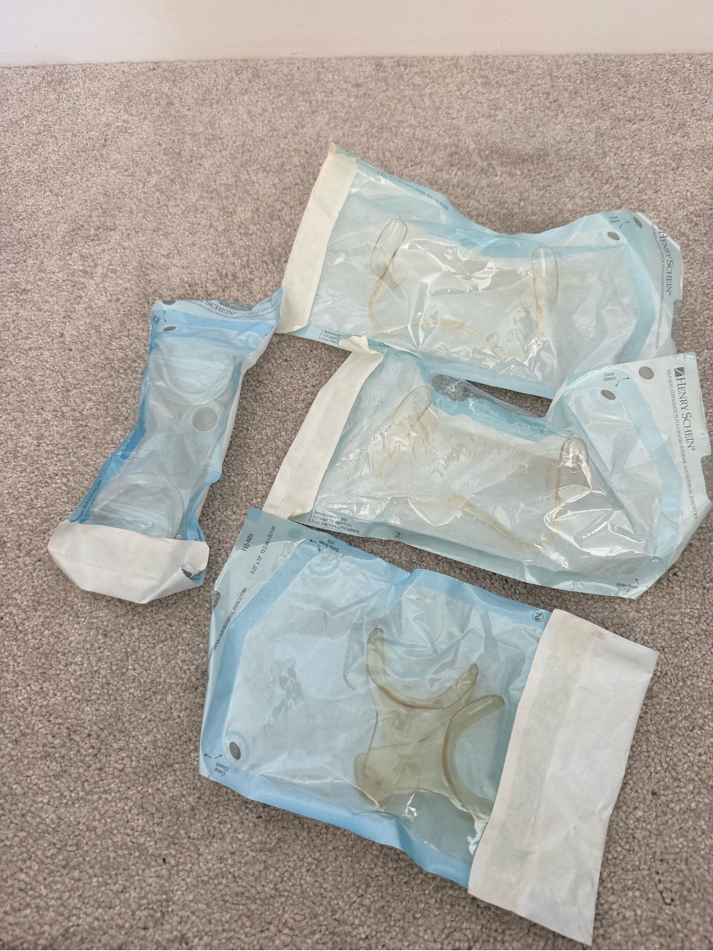 Dental stretcher tools in sterilized bags